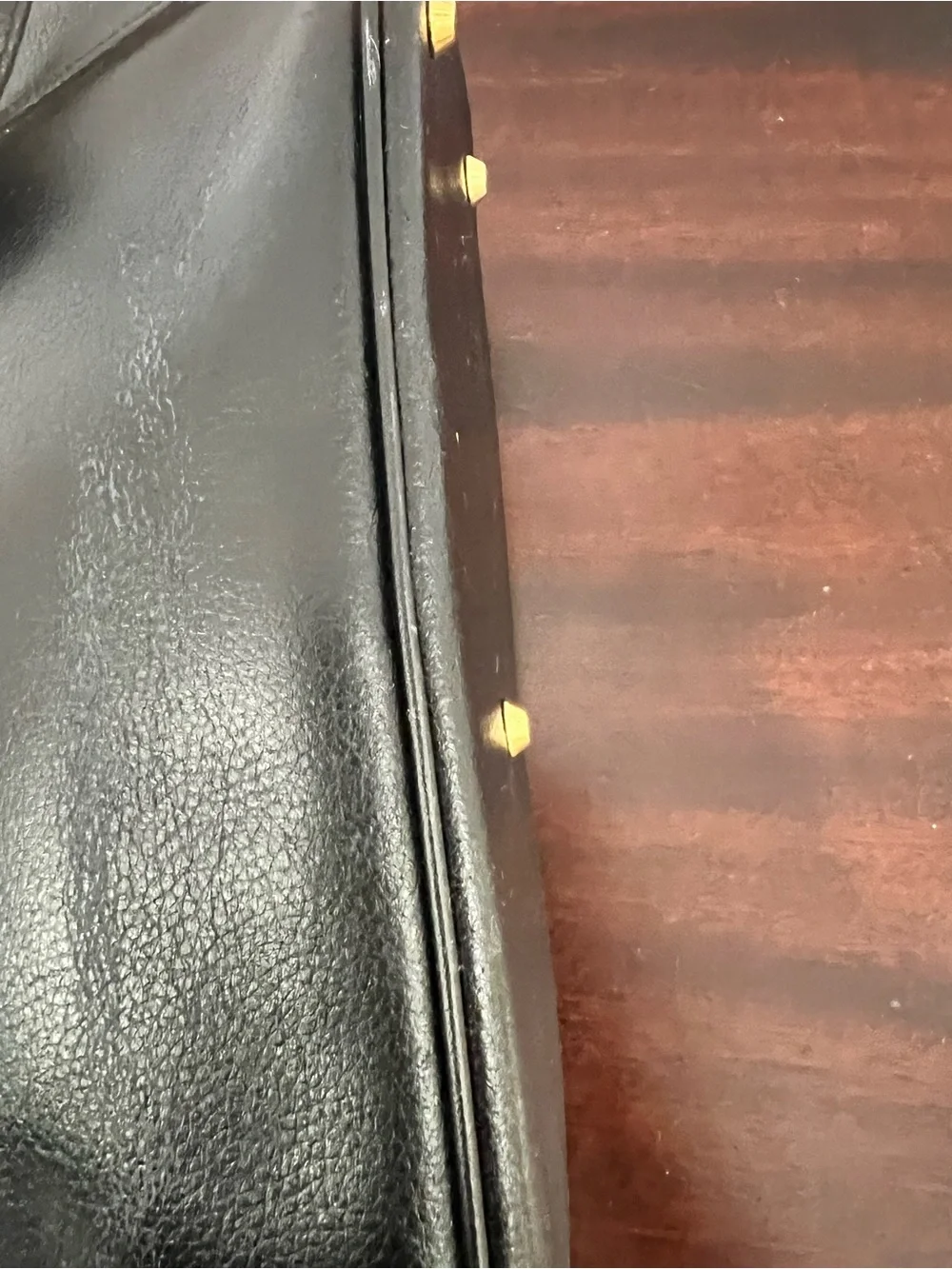 Focus Paris Vintage Classic Black Leather Tote with Gold Hardware